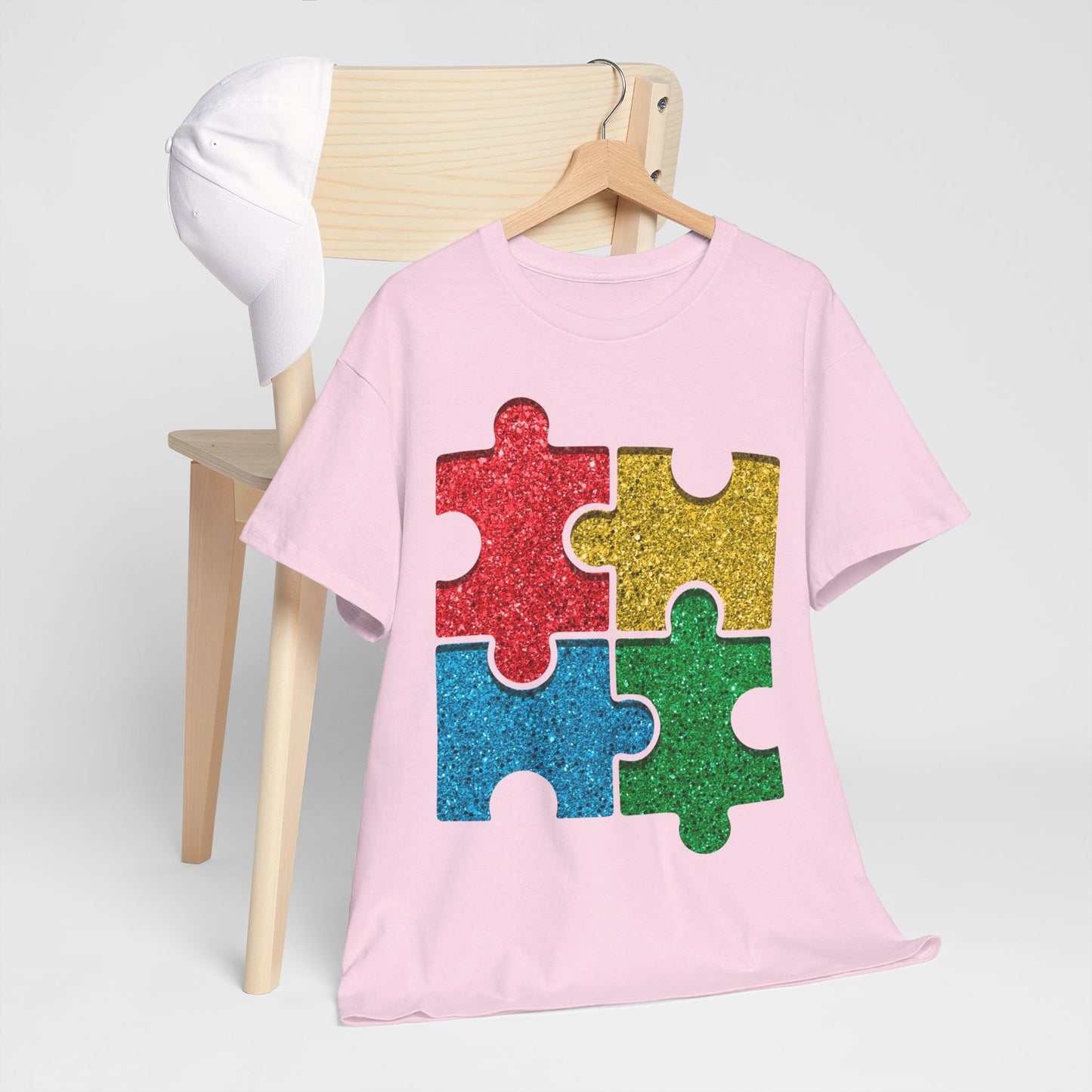 Autism Puzzle Pieces T-shirt Unisex Heavy Cotton