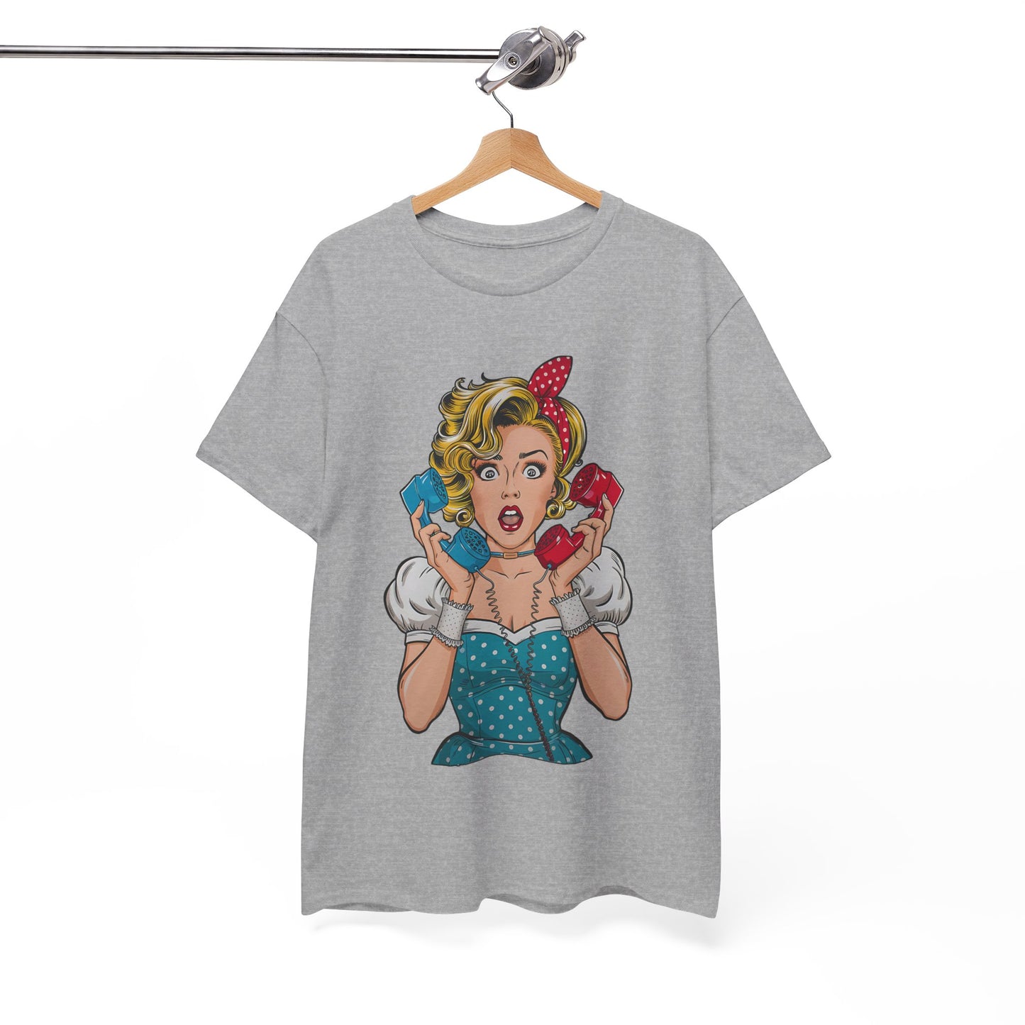 PopArt Girl on the Phone  Tshirt unisex heavy cotton
