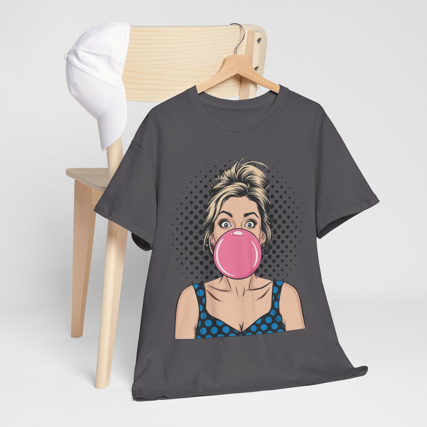 PopArt Girl Bubble Gum Bubble Tshirt unisex heavy cotton