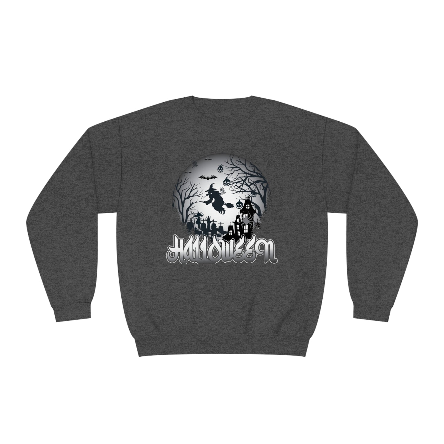 Halloween Globe Flying Witch Unisex NuBlend® Crewneck Sweatshirt