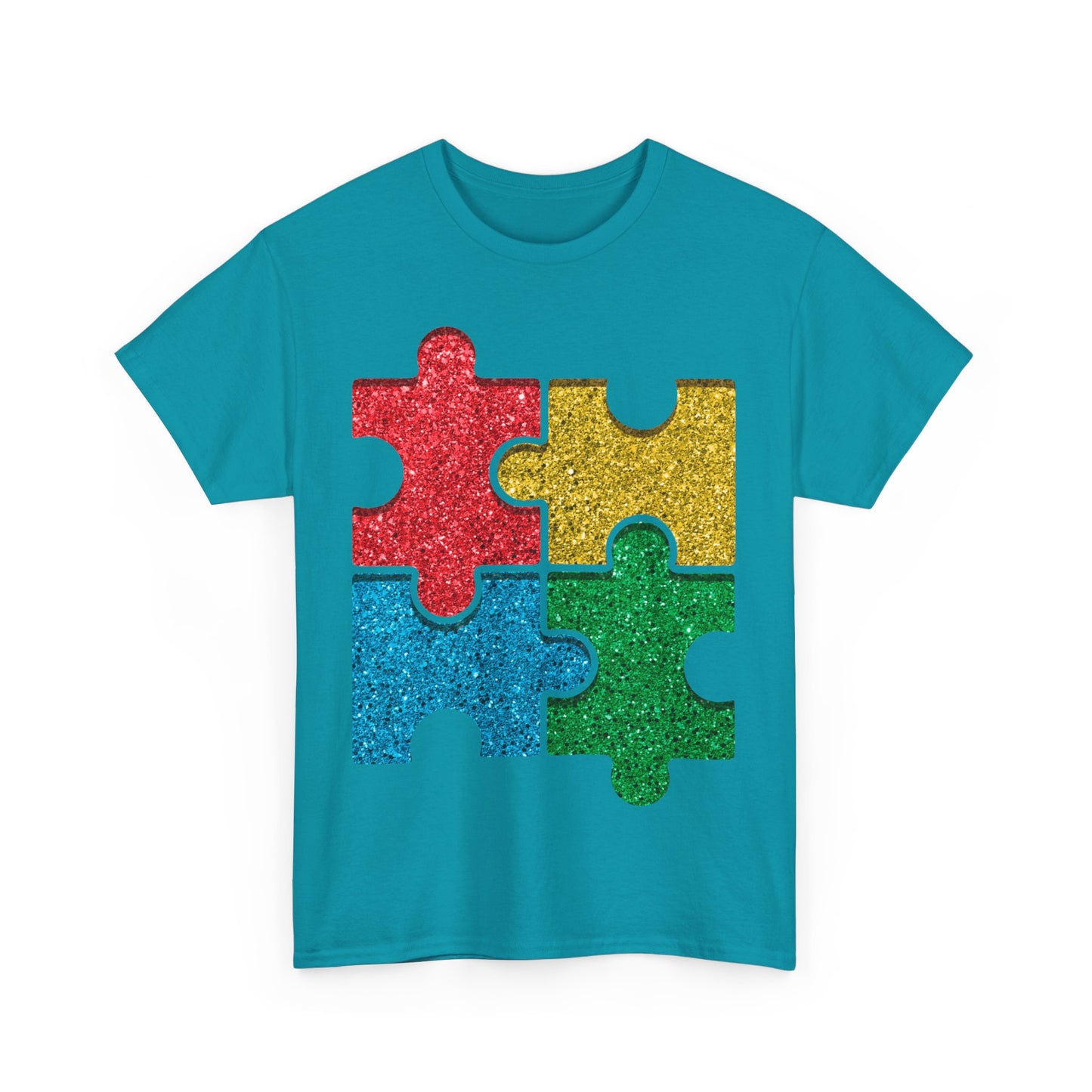 Autism Puzzle Pieces T-shirt Unisex Heavy Cotton
