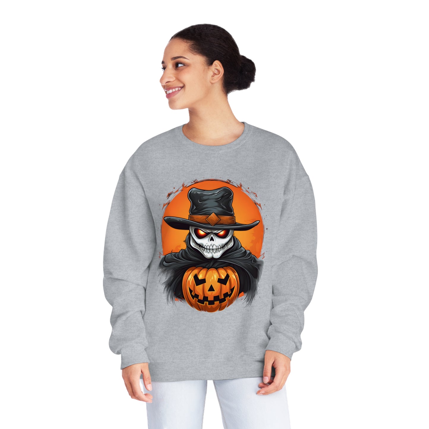 Halloween Cowboy Skeleton Unisex Graphic Shirt Gifts Spooky Long Sleeve Crewneck Shirt Tops