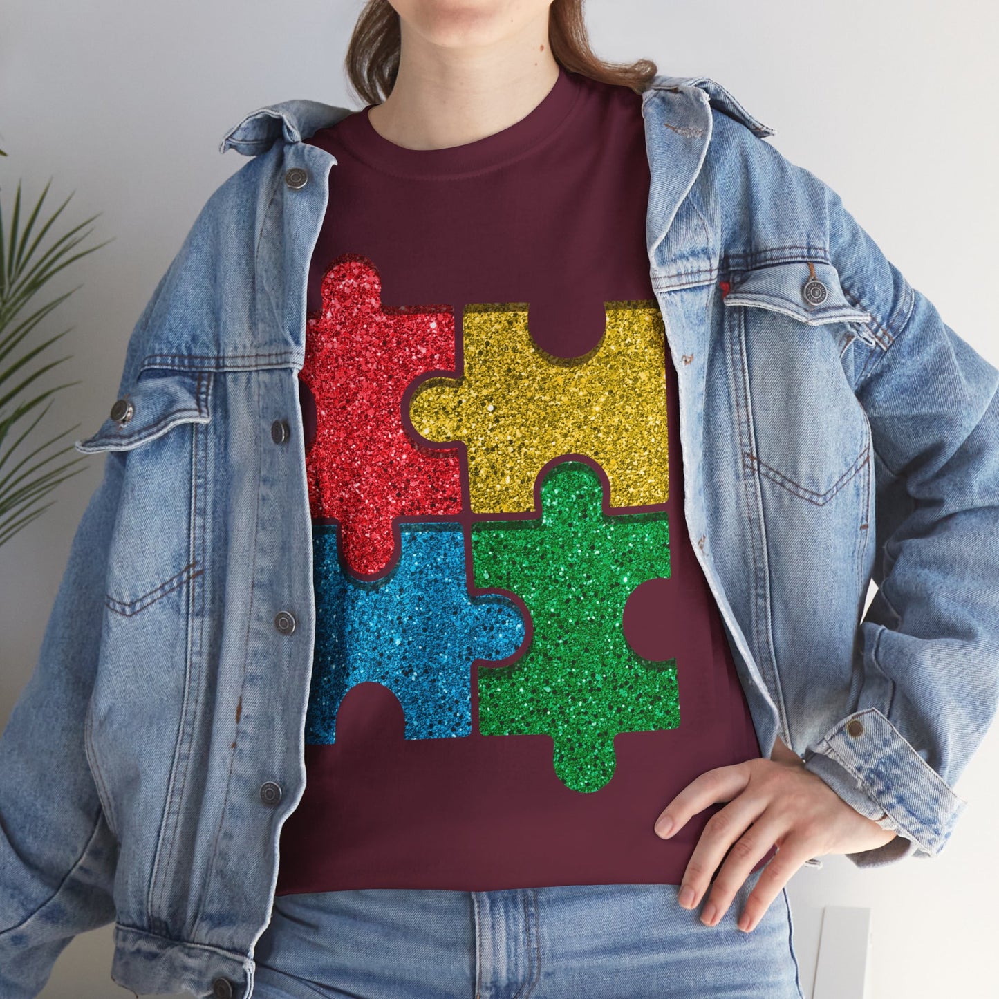 Autism Puzzle Pieces T-shirt Unisex Heavy Cotton