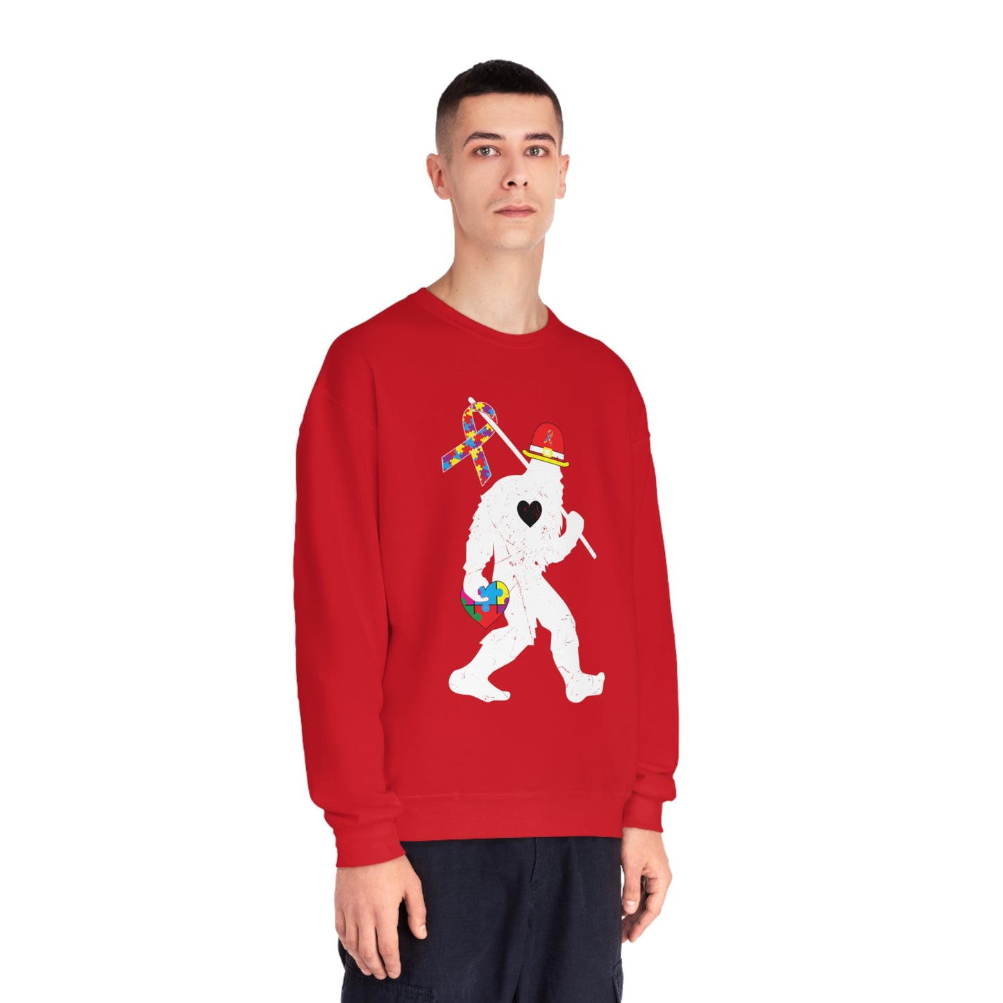 Bigfoot Heart Puzzle Piece Autism Unisex NuBlend® Crewneck Sweatshirt