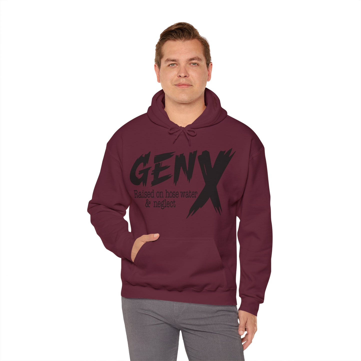 Gen X Raised on Hose Water & Neglect Front & Back Unisex Heavy Blend™ Hooded Sweatshirt