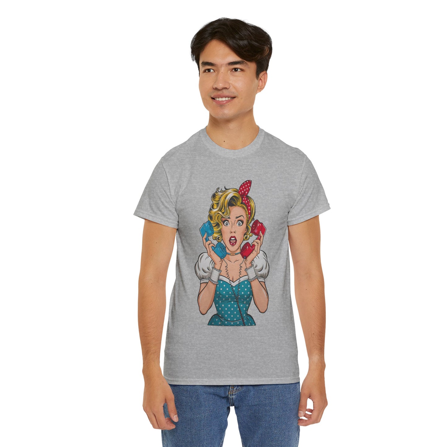 PopArt Girl on the Phone  Tshirt unisex heavy cotton