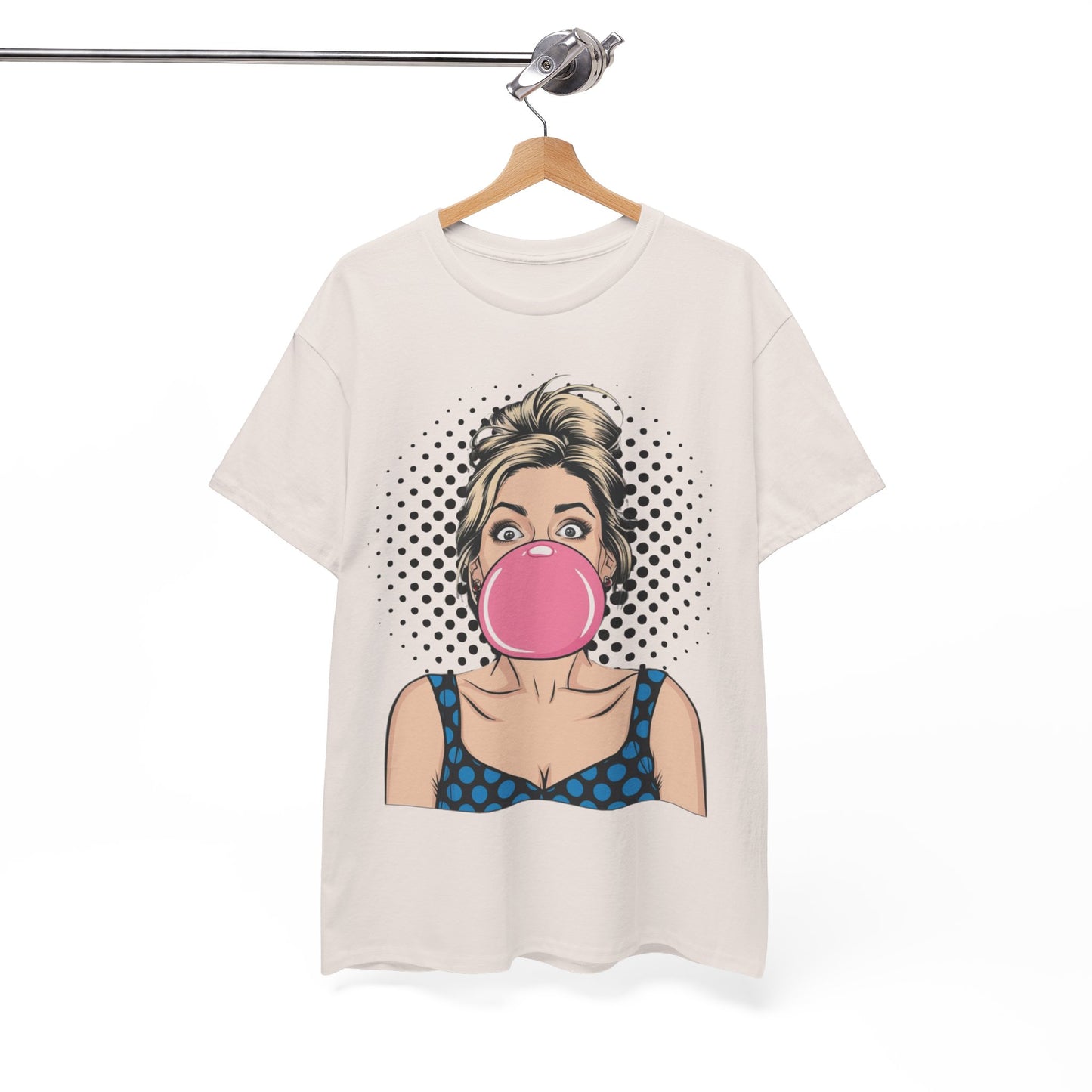 PopArt Girl Bubble Gum Bubble Tshirt unisex heavy cotton