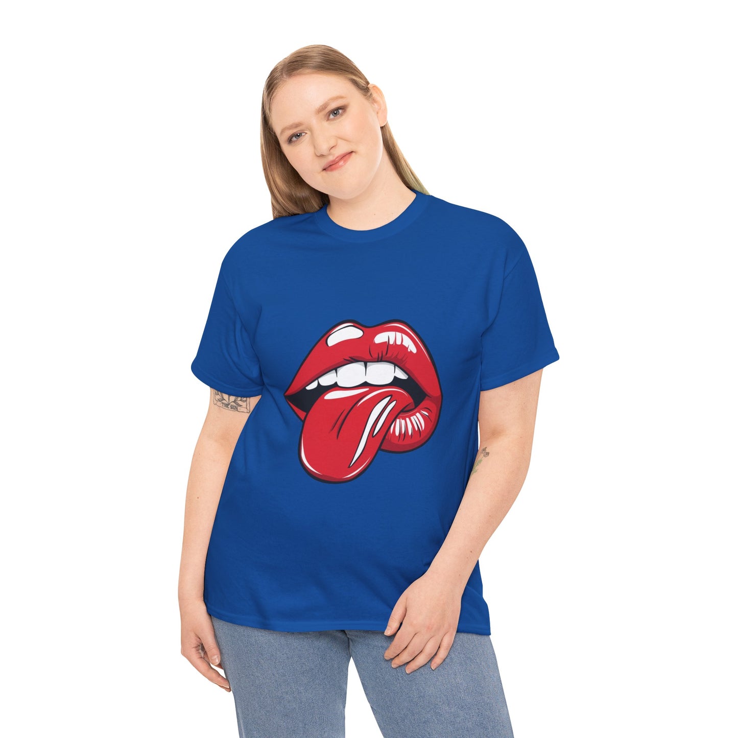 Sexy Retro PopArt Red Lips and Tounge Unisex heavy cotton Tshirt