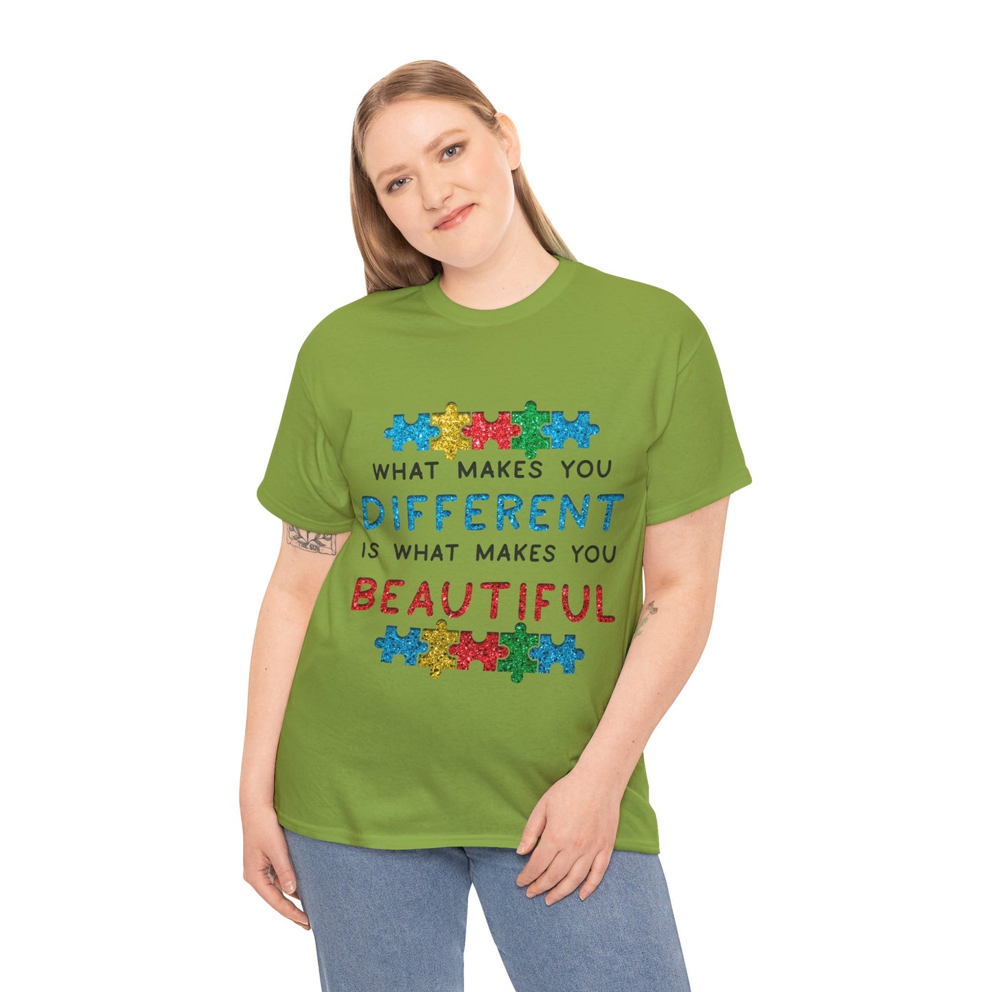 Autism WHAT MAKES YOU DIFFERENT IS WHAT MAKES YOU BEAUTIFUL T-shirt Unisex Heavy Cotton