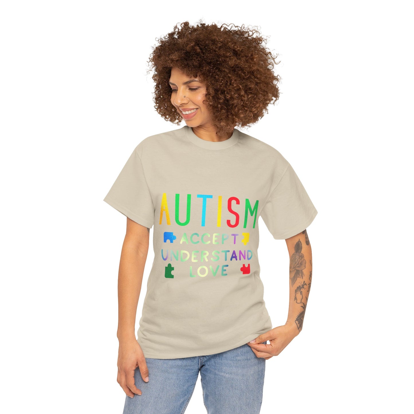 Autism ACCEPT UNDERSTAND LOVE T-shirt Unisex Heavy Cotton
