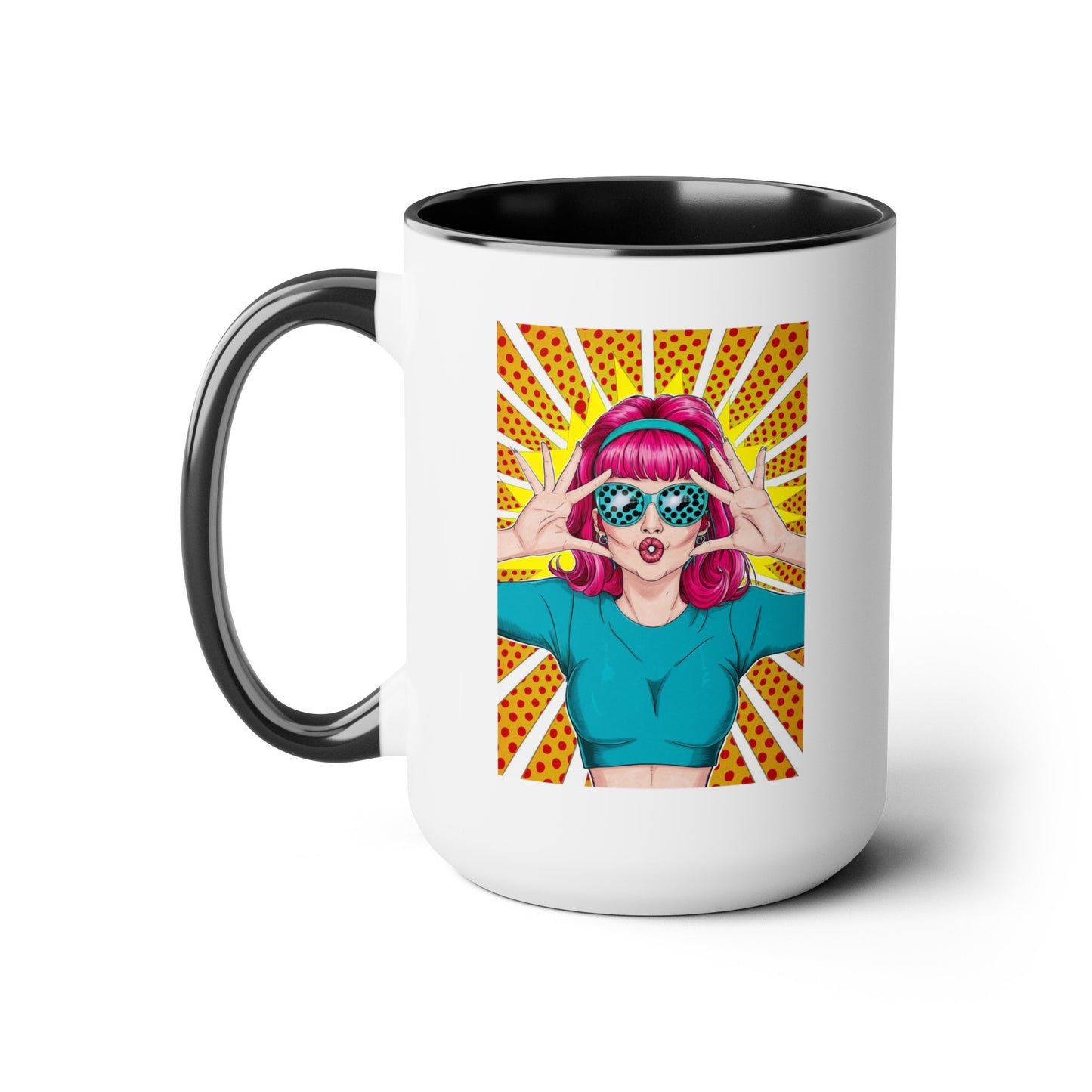 Sexy Retro PopArt Girl with Vibrant Colors 15oz Coffee Mug