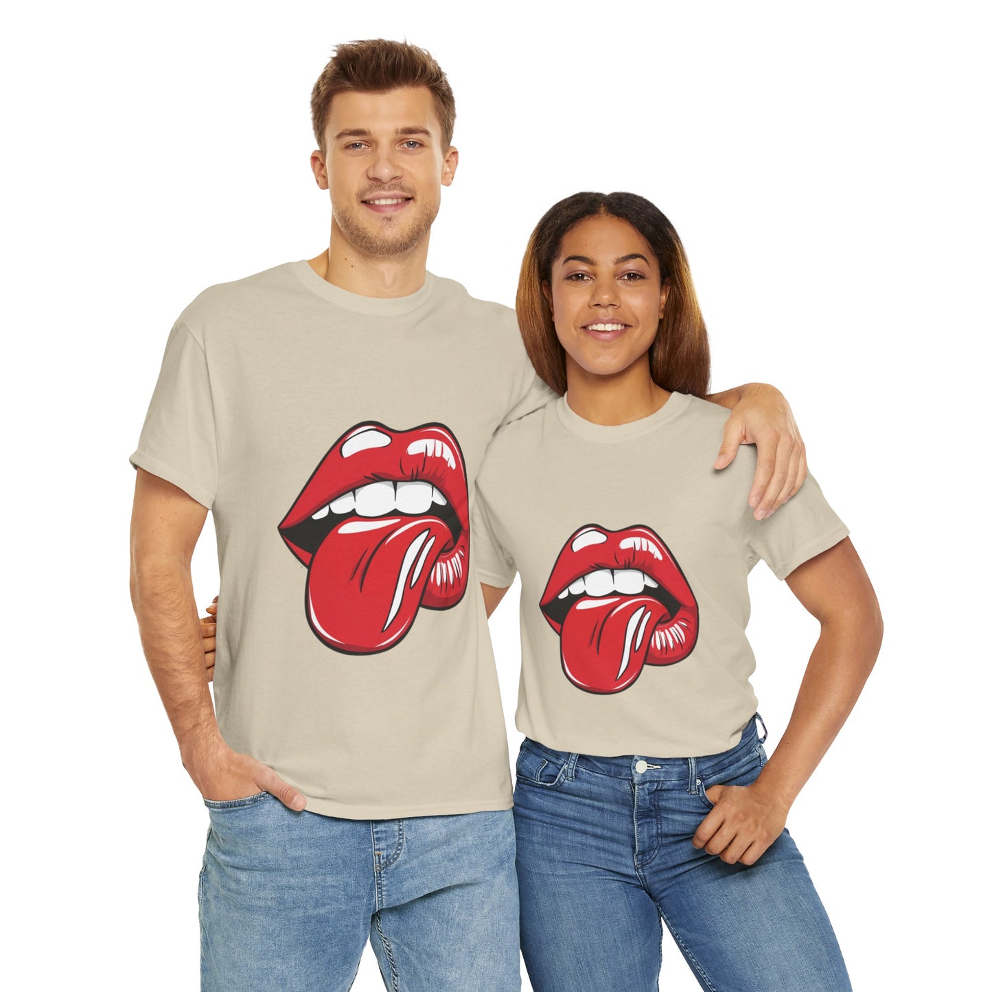 Sexy Retro PopArt Red Lips and Tounge Unisex heavy cotton Tshirt