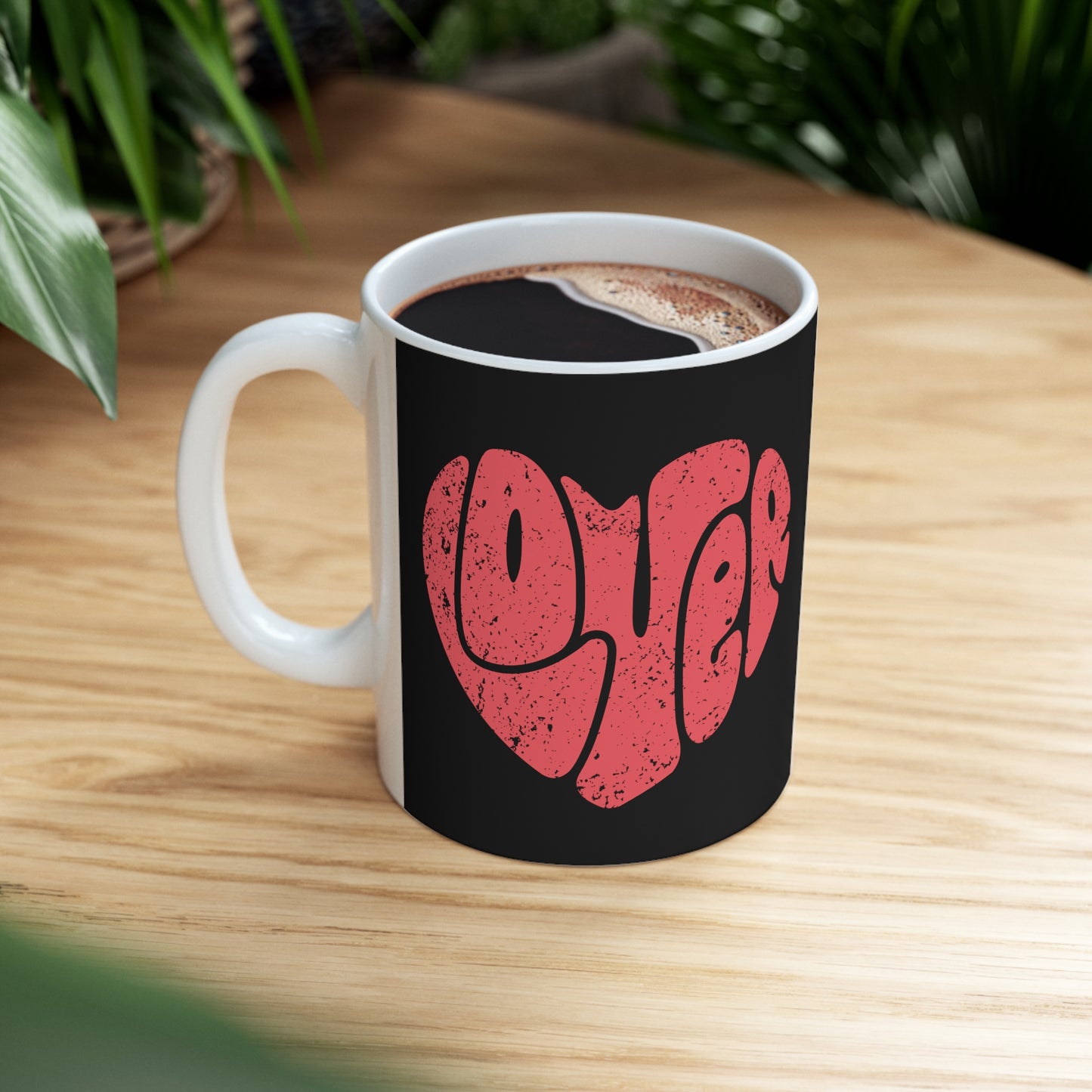 Retro Lover Heart Valentines (Distressed Design) Ceramic Mug 11oz