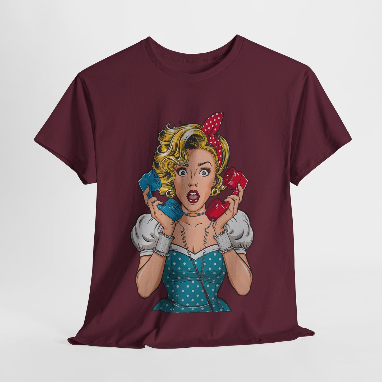 PopArt Girl on the Phone  Tshirt unisex heavy cotton