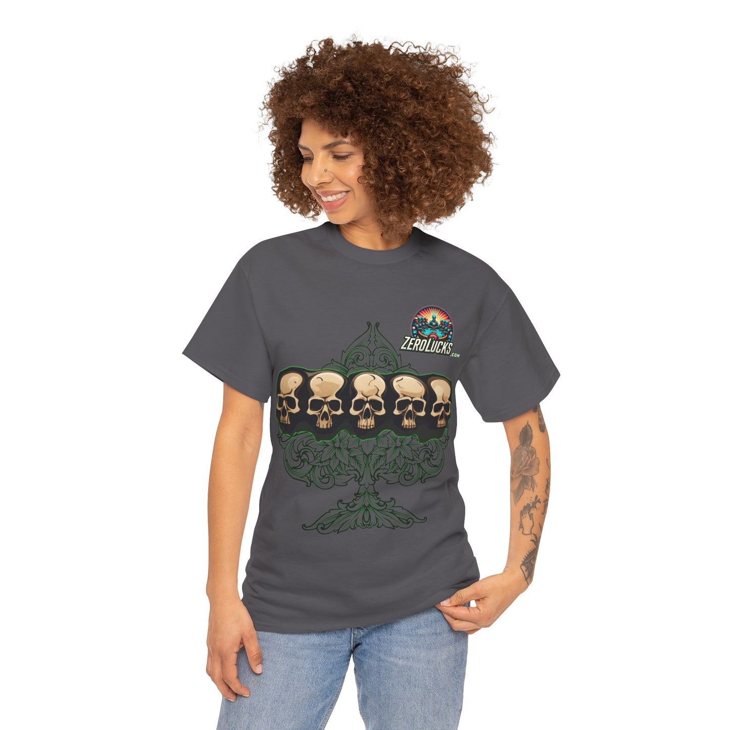 No Lucks Skulls with Spade T-shirt Unisex Heavy Cotton