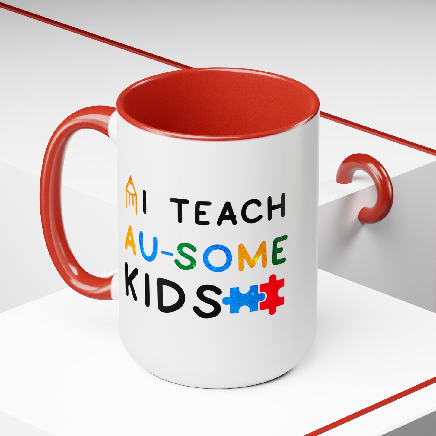 Autism I TEACH AU-SOME KIDS T-shirt 15oz Coffee Mug