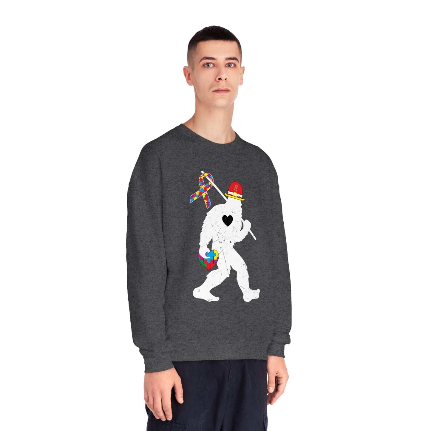 Bigfoot Heart Puzzle Piece Autism Unisex NuBlend® Crewneck Sweatshirt