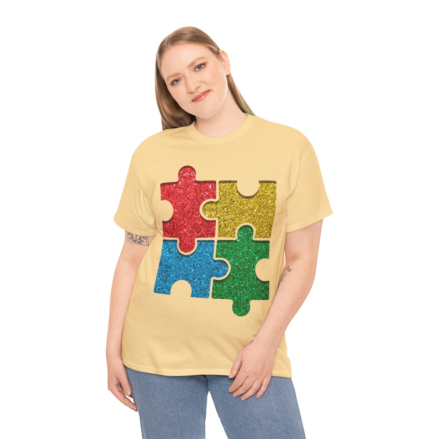 Autism Puzzle Pieces T-shirt Unisex Heavy Cotton