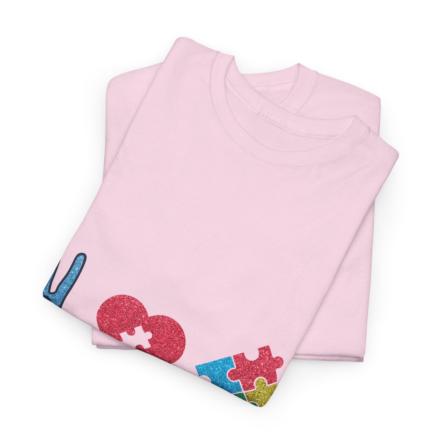 Autism Peace Love Autism T-shirt Unisex Heavy Cotton