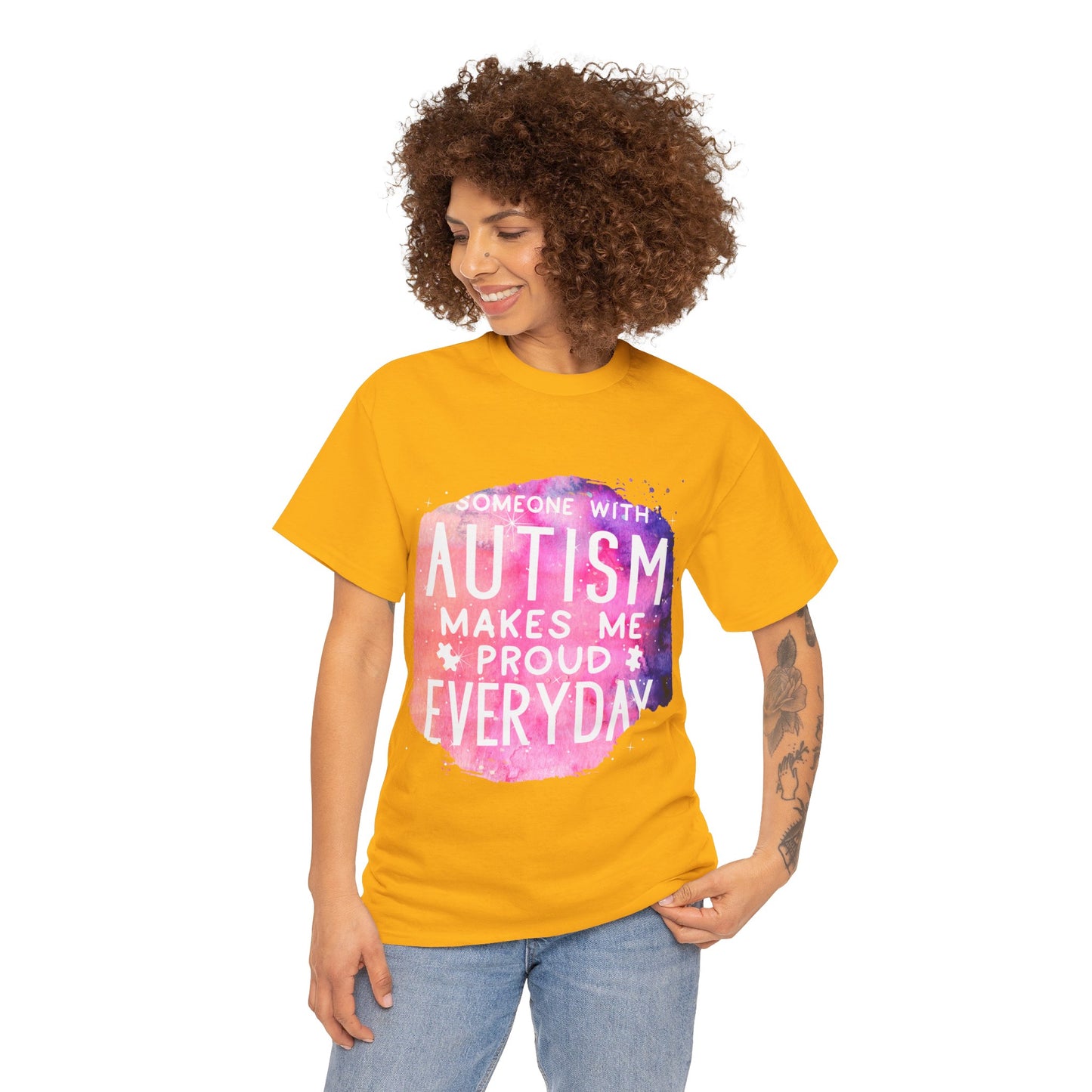 Autism Someone with Autism Makes Me Proud Everyday T-shirt Unisex Heavy Cotton