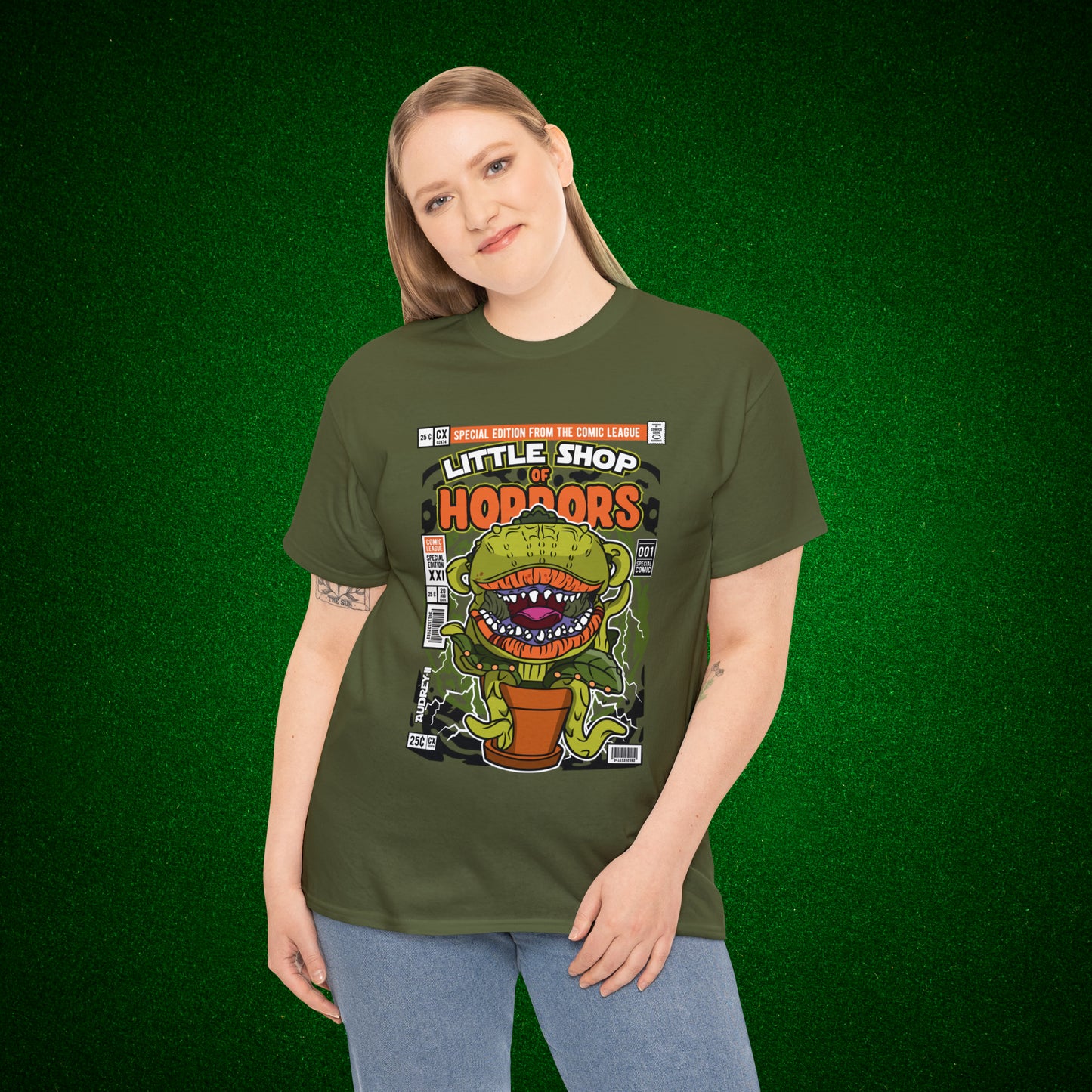 Little Shop of Horrors Audrey Pop Culture Mock Comic Cover heavy cotton T-shirt