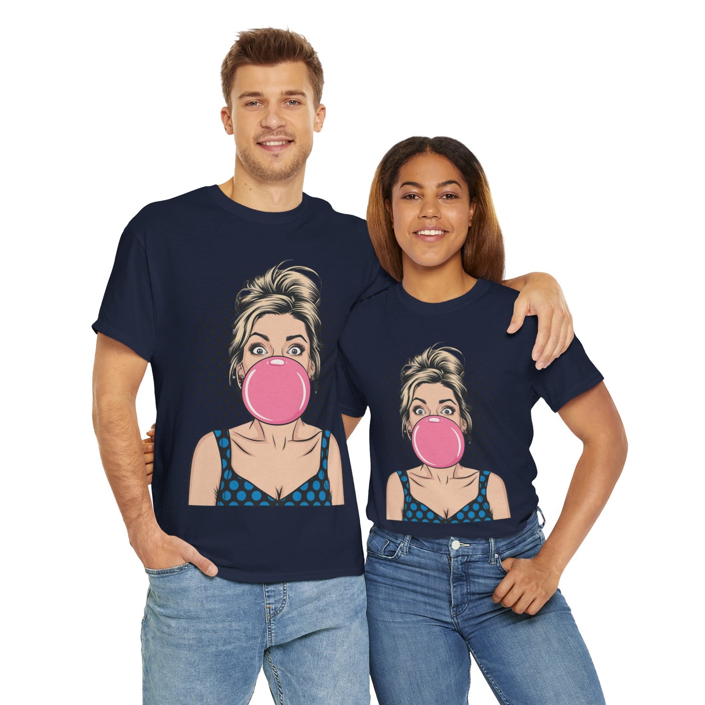 PopArt Girl Bubble Gum Bubble Tshirt unisex heavy cotton