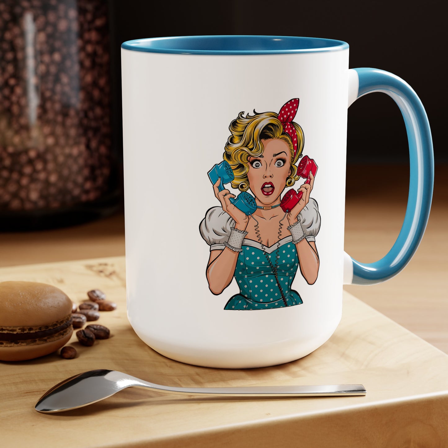 PopArt Girl on Telephone 15oz Coffee Mug