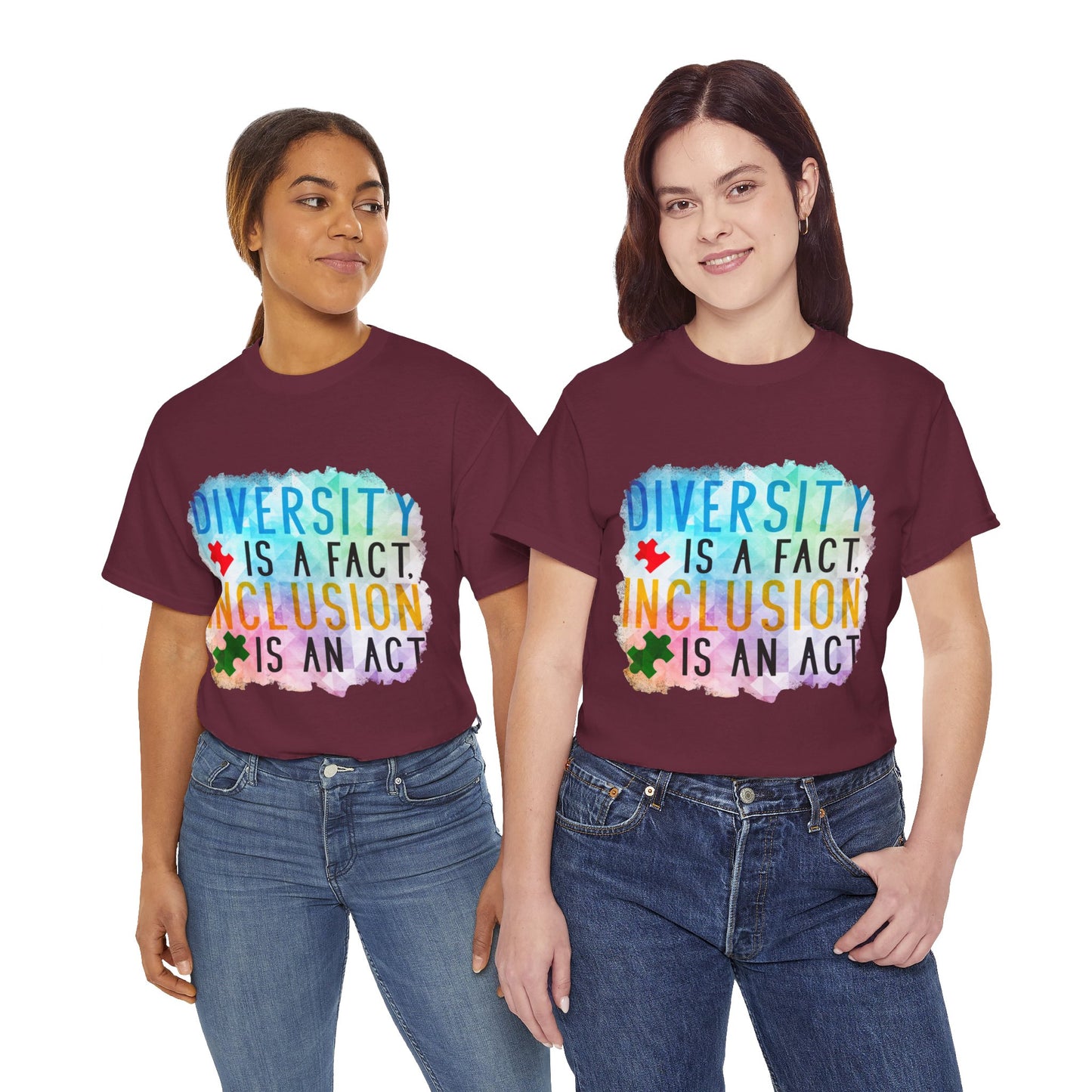 Autism Diversity is a Fact, Inclusion is an Act T-shirt Unisex Heavy Cotton
