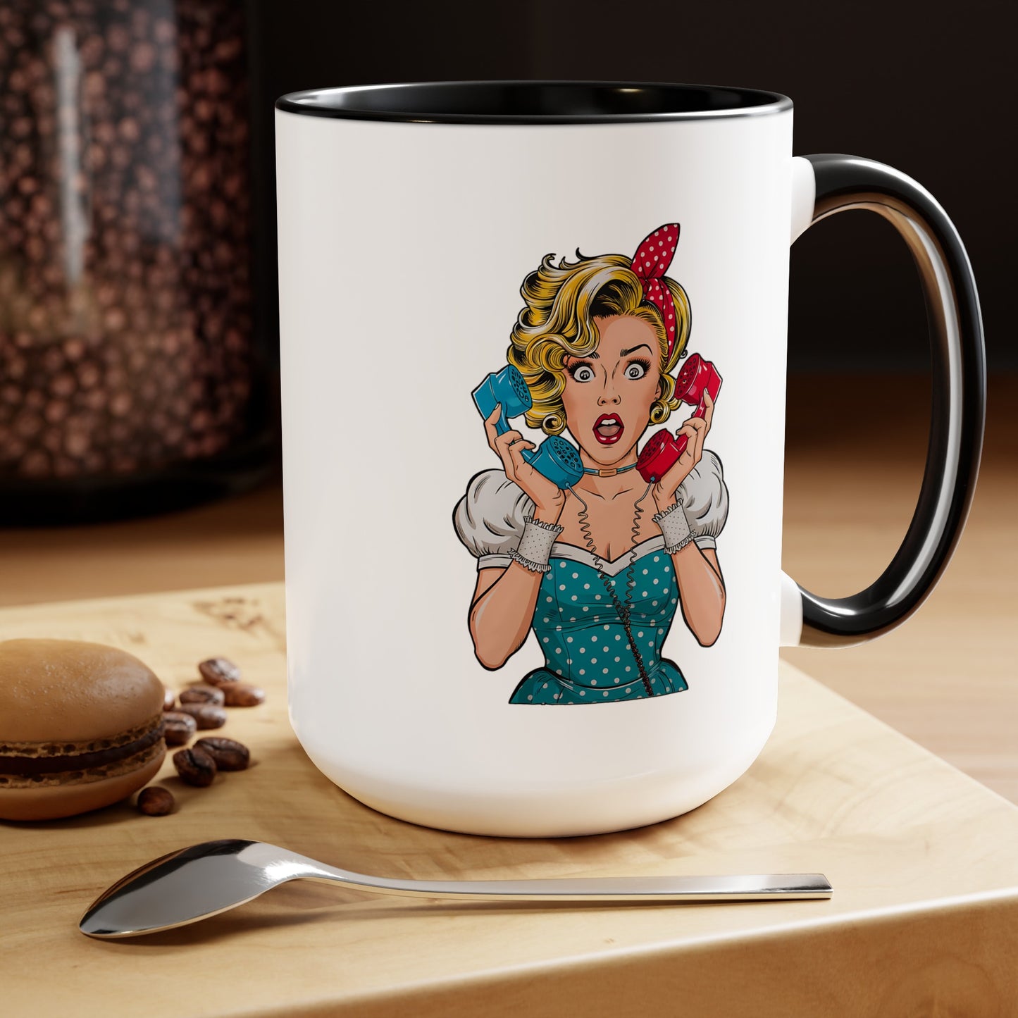 PopArt Girl on Telephone 15oz Coffee Mug