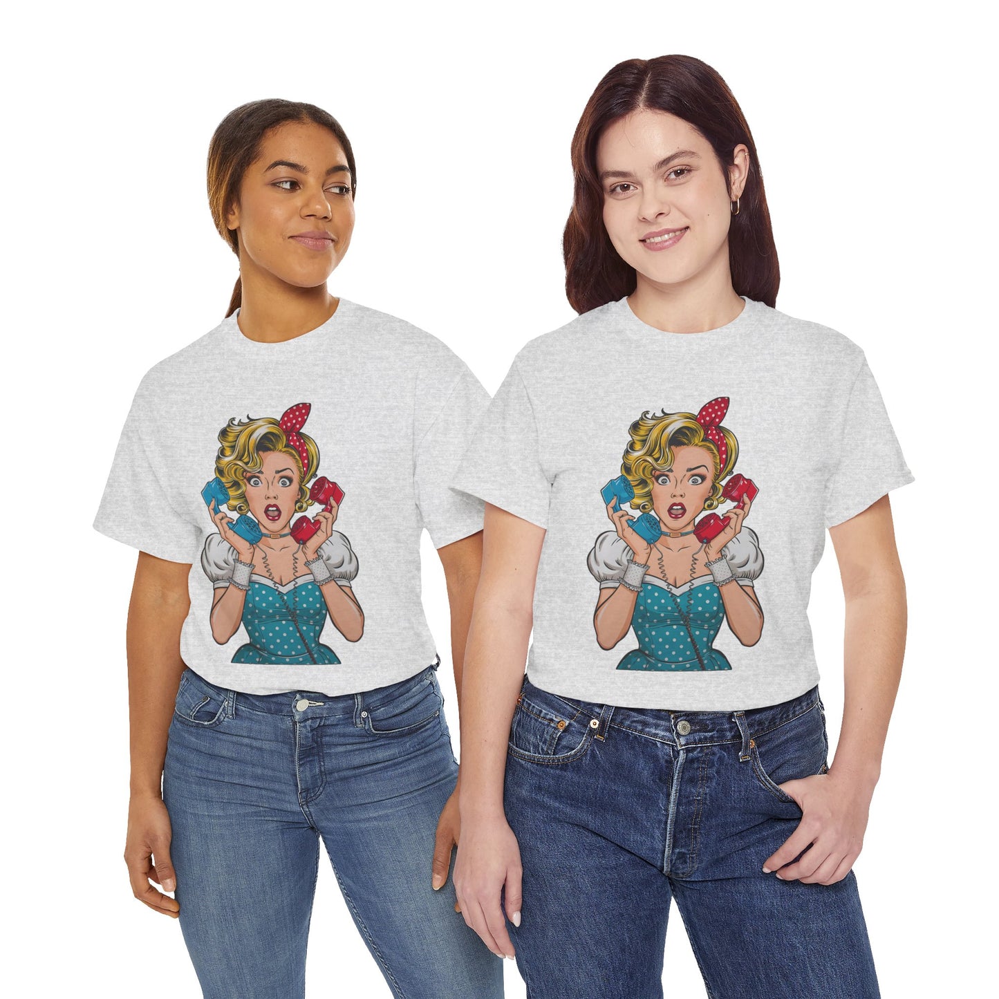 PopArt Girl on the Phone  Tshirt unisex heavy cotton