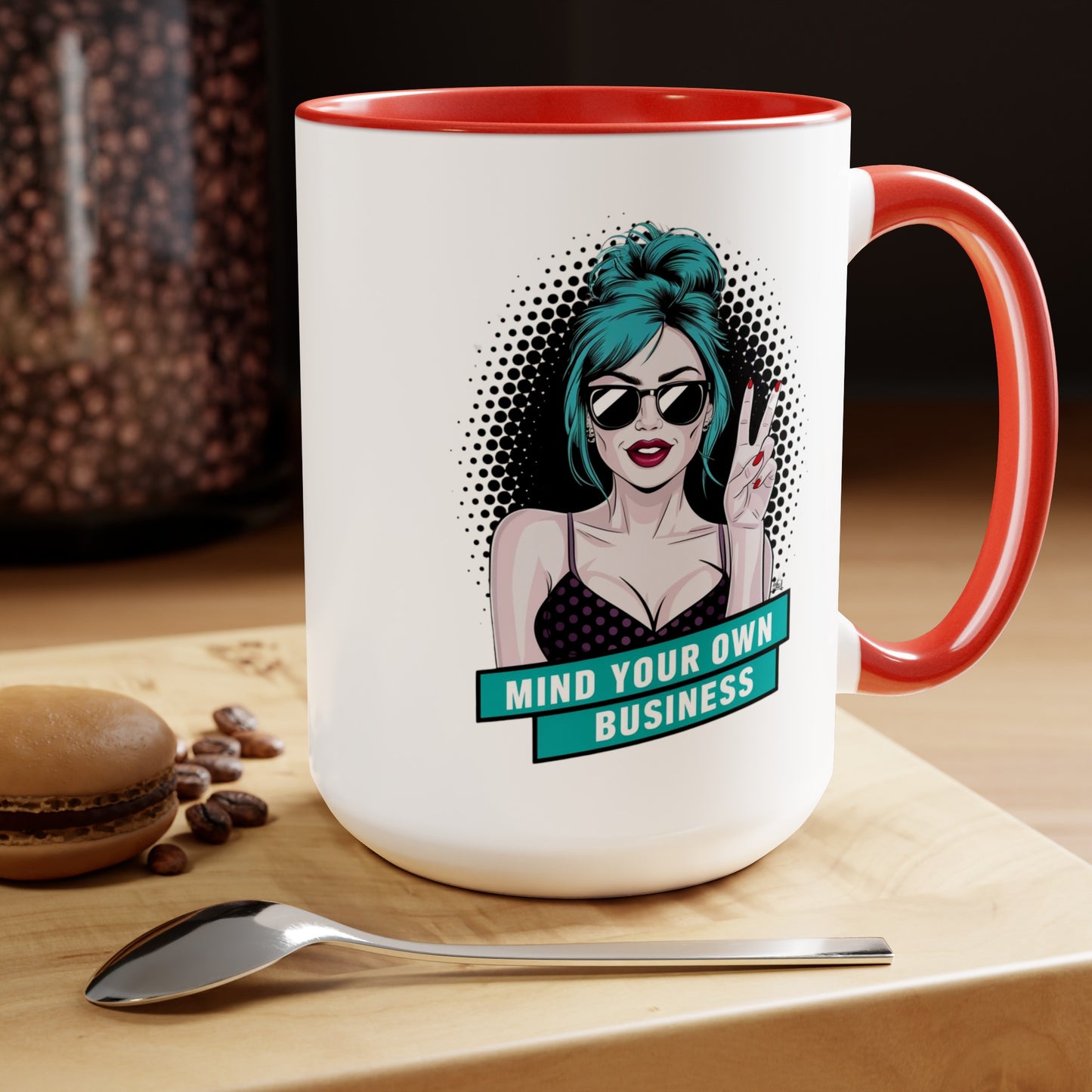 PopArt Girl Mind Your Own Business 15oz Coffee Mug