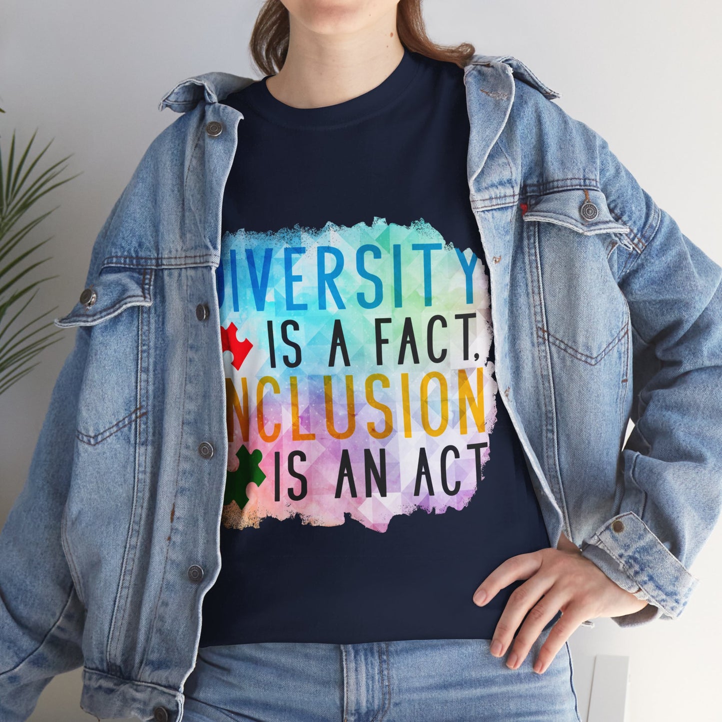 Autism Diversity is a Fact, Inclusion is an Act T-shirt Unisex Heavy Cotton