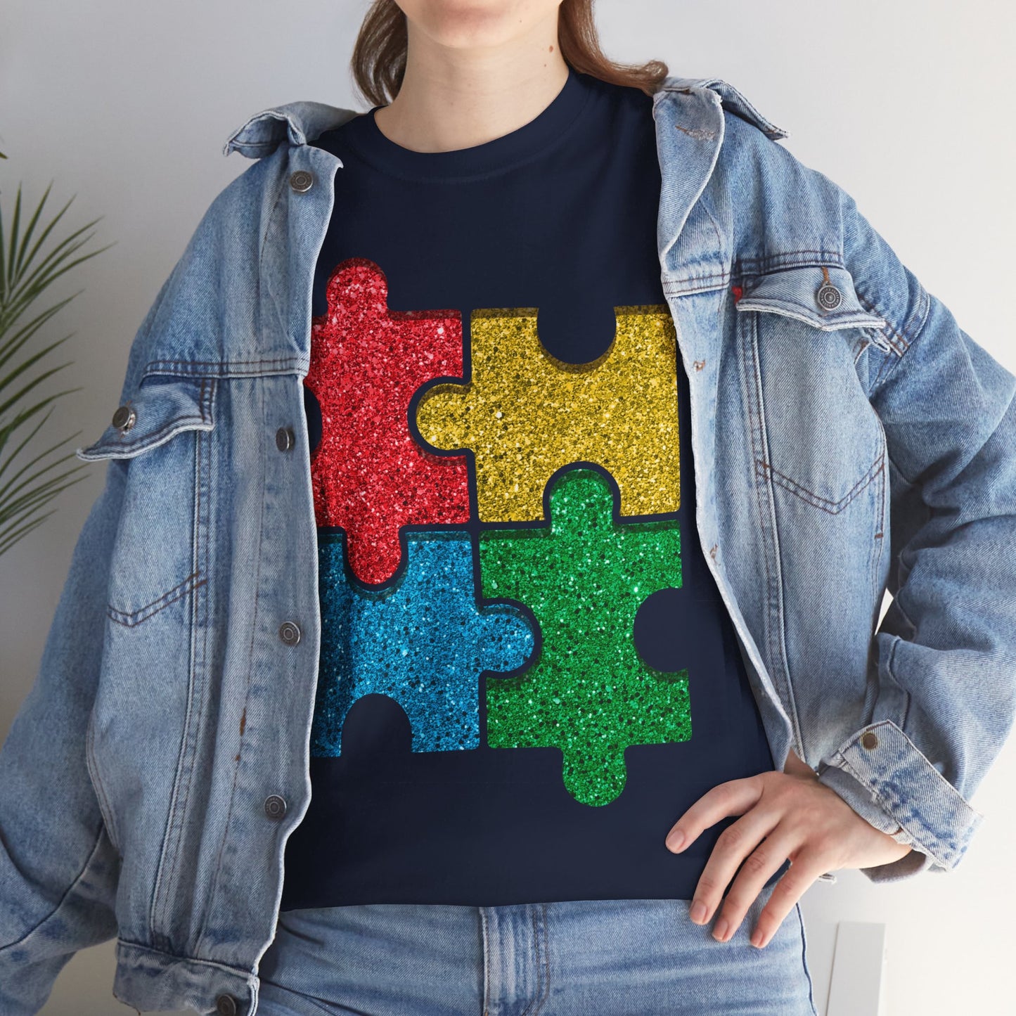 Autism Puzzle Pieces T-shirt Unisex Heavy Cotton