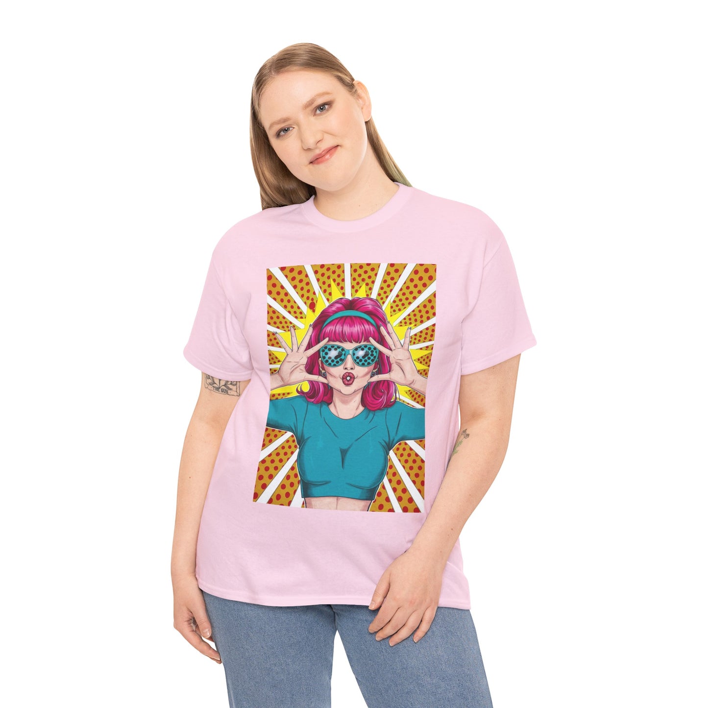 Sexy Retro PopArt Girl Vibrant Colors Unisex heavy cotton Tshirt