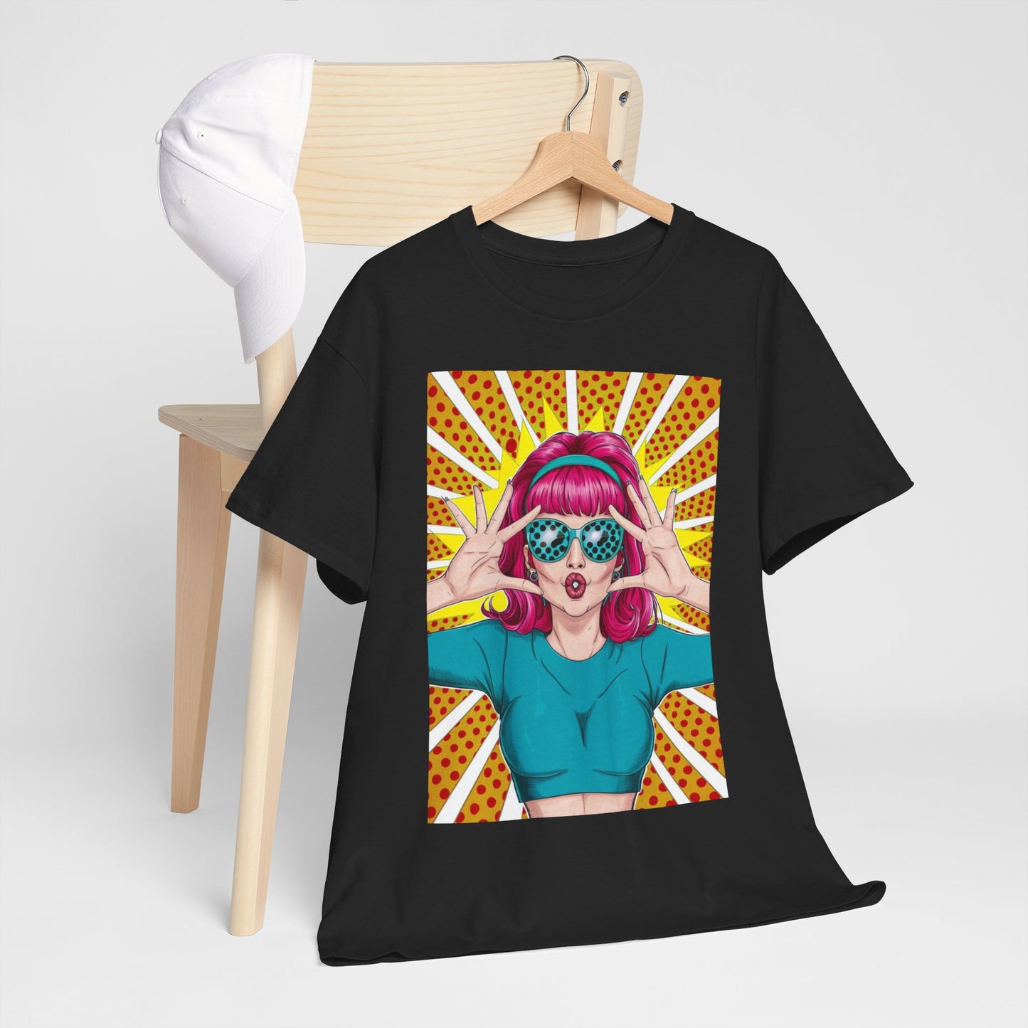 Sexy Retro PopArt Girl Vibrant Colors Unisex heavy cotton Tshirt