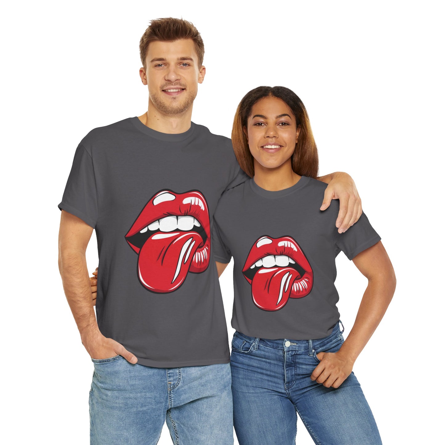 Sexy Retro PopArt Red Lips and Tounge Unisex heavy cotton Tshirt