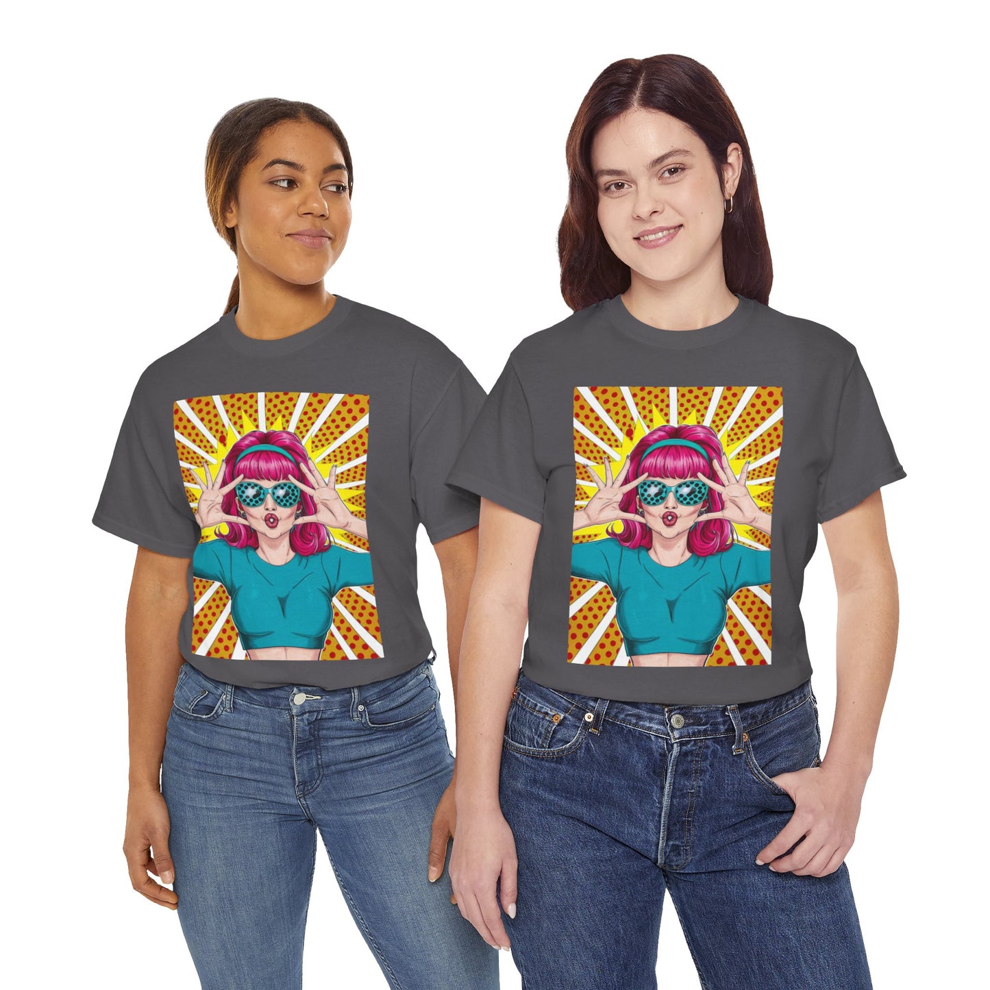 Sexy Retro PopArt Girl Vibrant Colors Unisex heavy cotton Tshirt