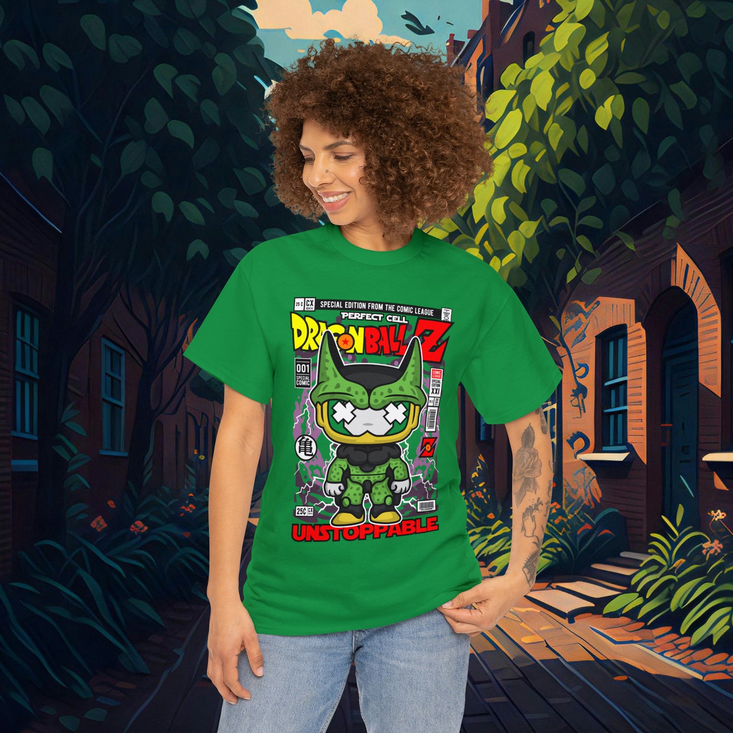 Perfect Cell DragonBall Z Pop Culture Mock Comic Cover heavy cotton T-shirt