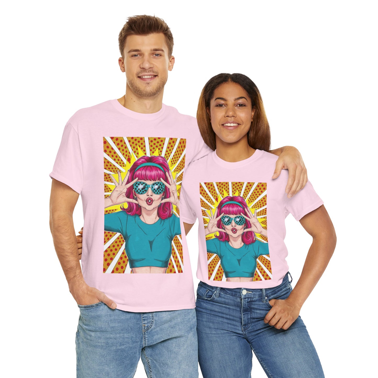 Sexy Retro PopArt Girl Vibrant Colors Unisex heavy cotton Tshirt