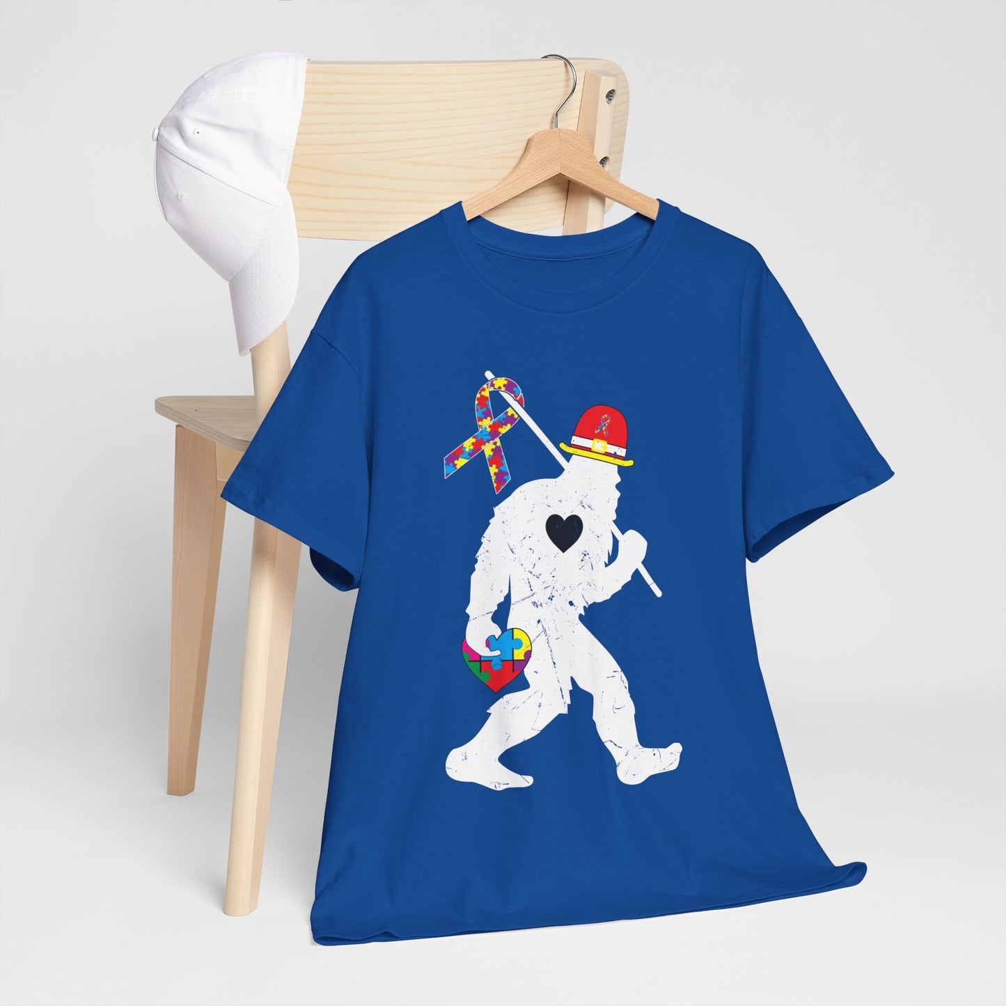 Bigfoot Heart Puzzle Piece Autism T shirt unisex heavy cotton T-shirt