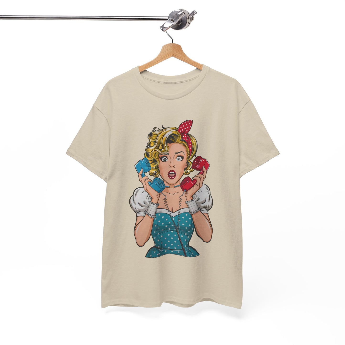 PopArt Girl on the Phone  Tshirt unisex heavy cotton