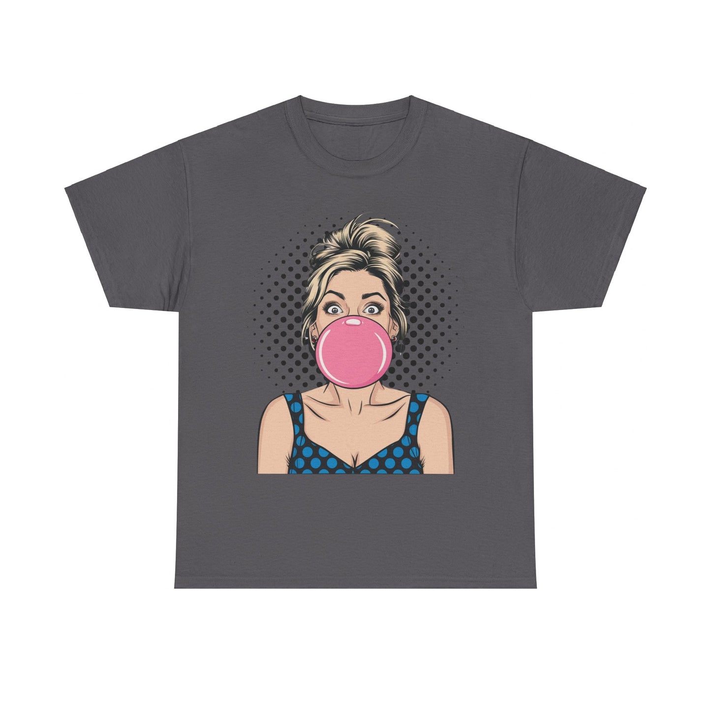 PopArt Girl Bubble Gum Bubble Tshirt unisex heavy cotton