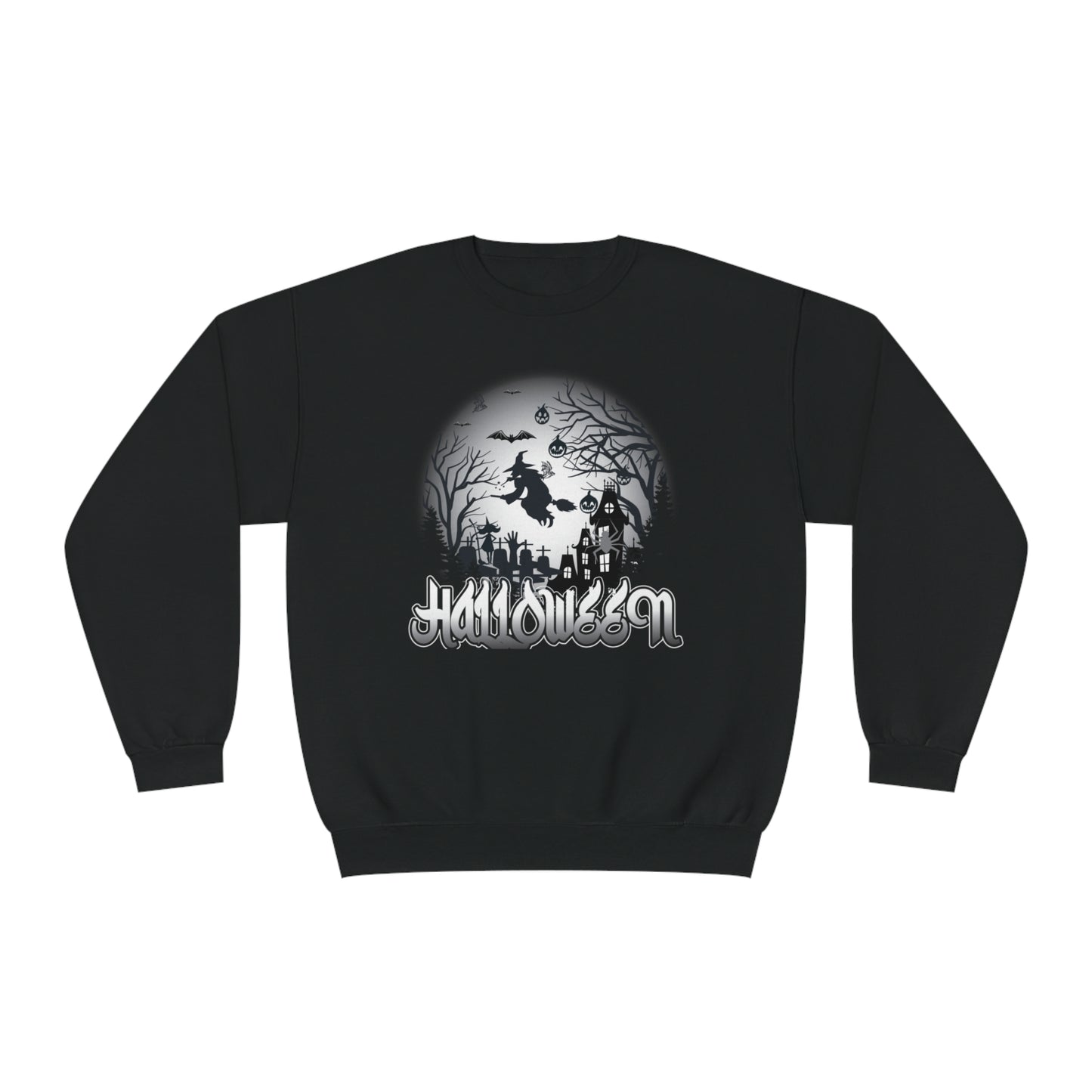 Halloween Globe Flying Witch Unisex NuBlend® Crewneck Sweatshirt
