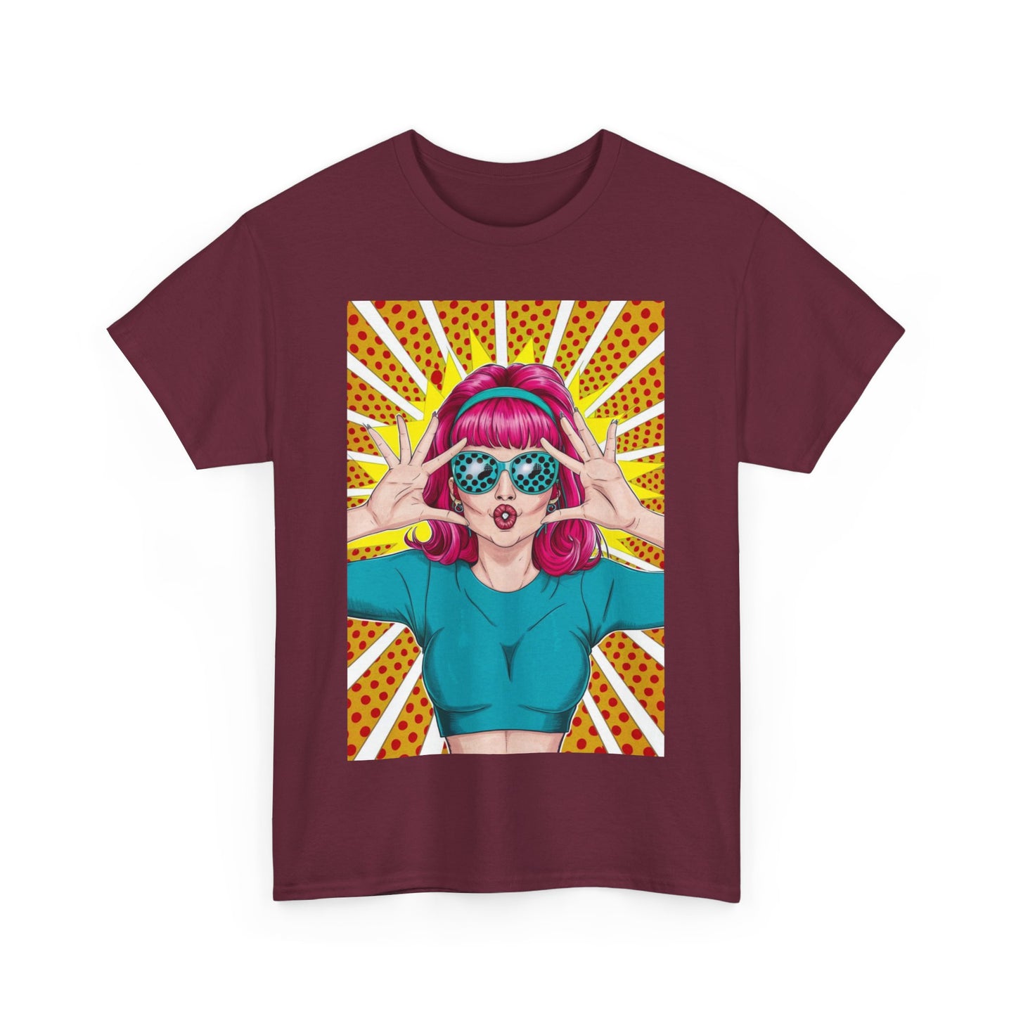 Sexy Retro PopArt Girl Vibrant Colors Unisex heavy cotton Tshirt