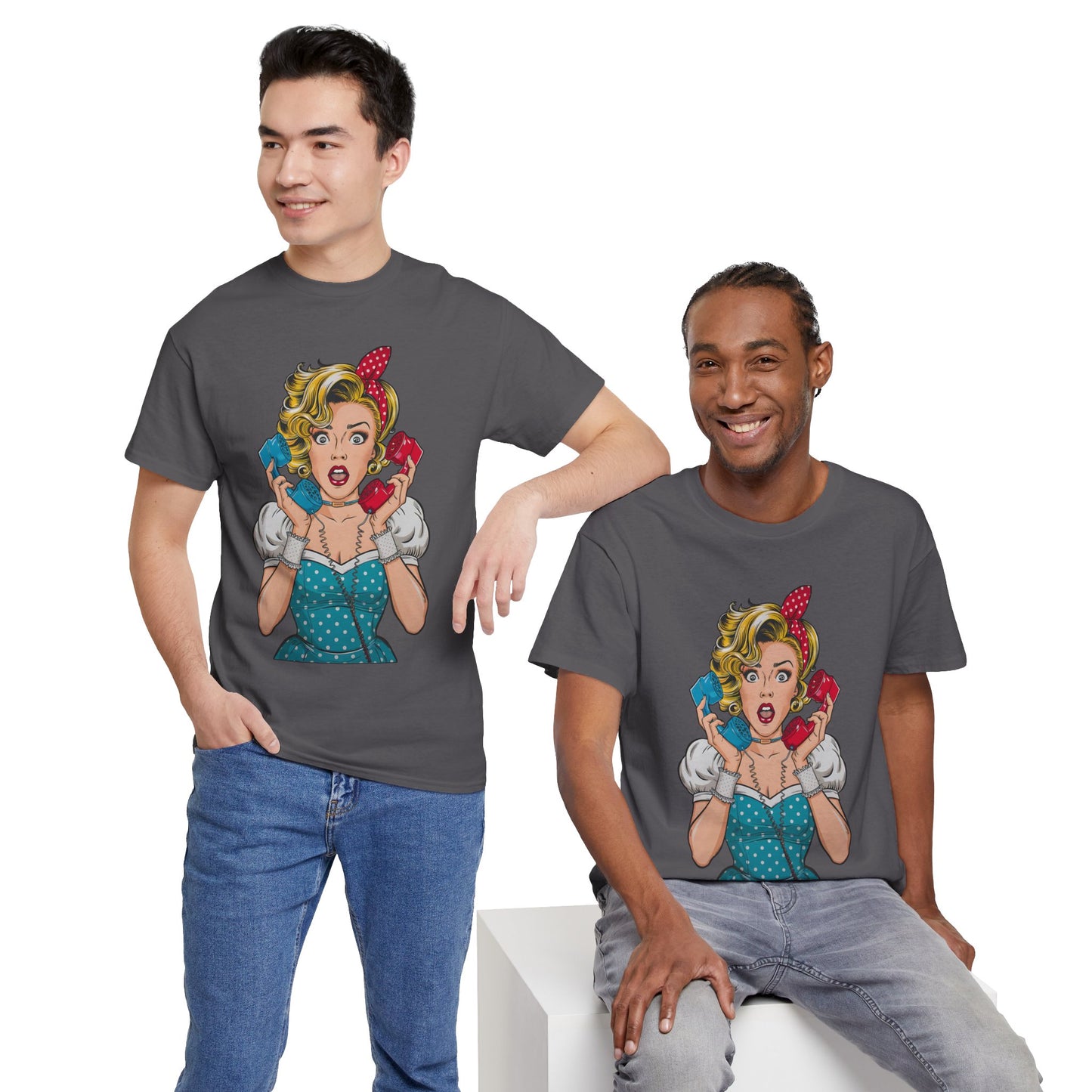 PopArt Girl on the Phone  Tshirt unisex heavy cotton