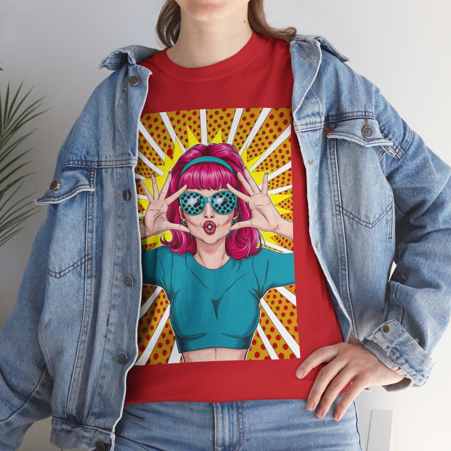 Sexy Retro PopArt Girl Vibrant Colors Unisex heavy cotton Tshirt