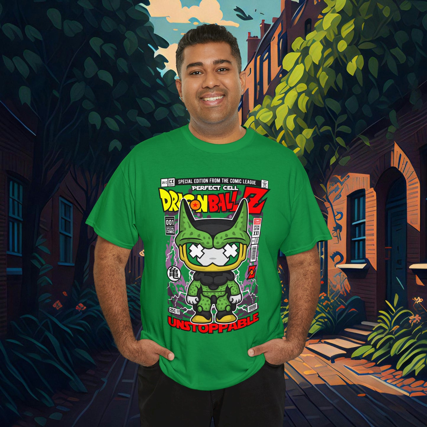 Perfect Cell DragonBall Z Pop Culture Mock Comic Cover heavy cotton T-shirt