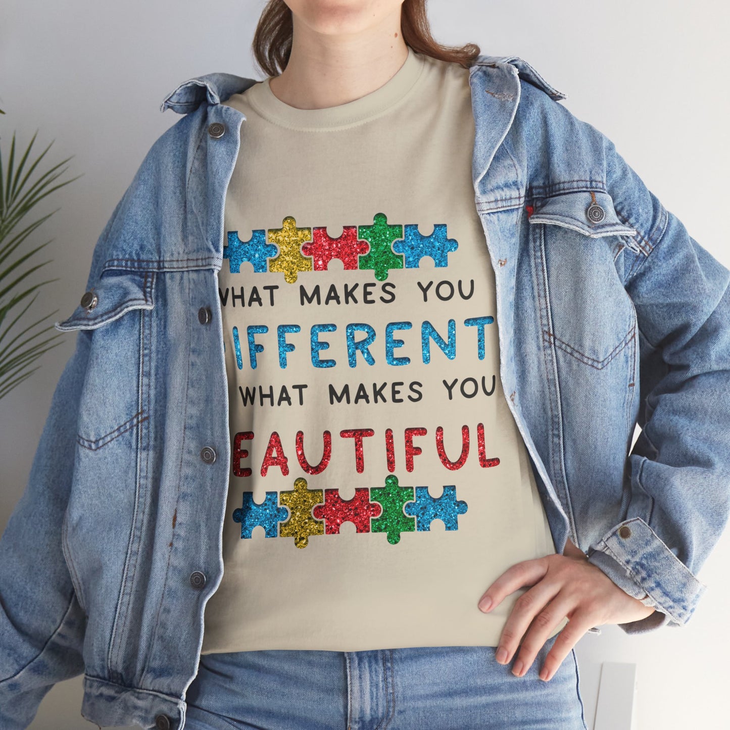 Autism WHAT MAKES YOU DIFFERENT IS WHAT MAKES YOU BEAUTIFUL T-shirt Unisex Heavy Cotton