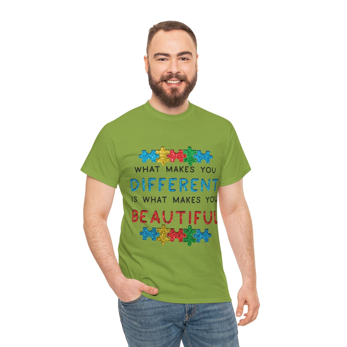 Autism WHAT MAKES YOU DIFFERENT IS WHAT MAKES YOU BEAUTIFUL T-shirt Unisex Heavy Cotton