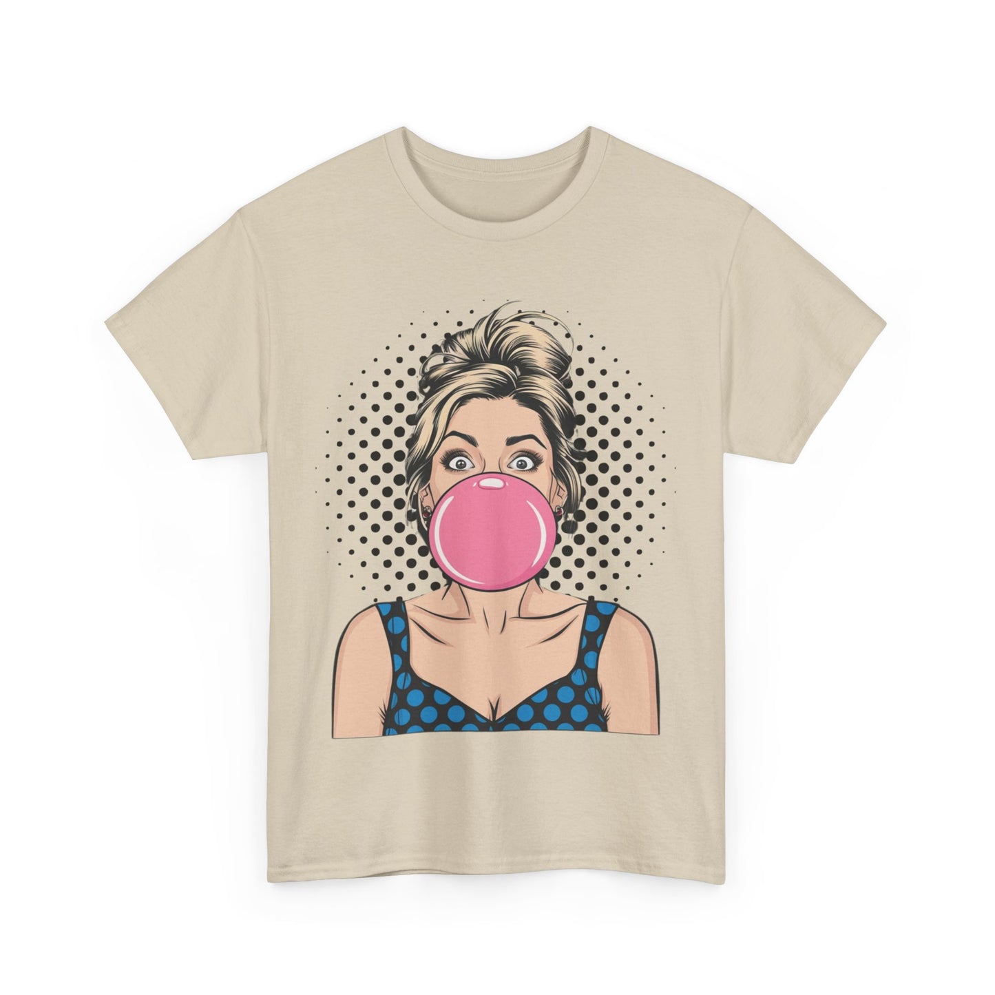 PopArt Girl Bubble Gum Bubble Tshirt unisex heavy cotton